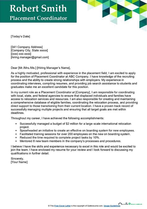 electronics placement covering letter example.